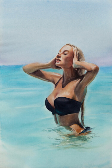 Painting titled "Summer Heat" by Irina Schulz (shu.aniri), Original Artwork, Watercolor