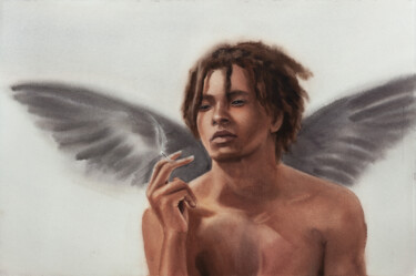 Картина под названием "Angel Eyes" - Irina Schulz (shu.aniri), Подлинное произведение искусства, Акварель