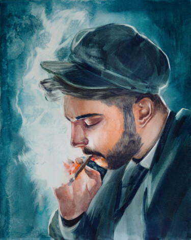 Malerei mit dem Titel "Smokin' Hot" von Irina Schulz (shu.aniri), Original-Kunstwerk, Aquarell