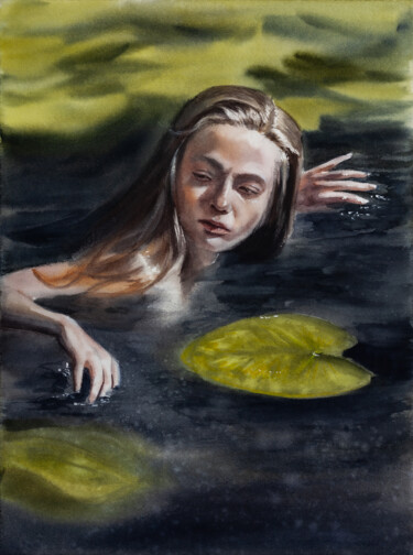 Painting titled "Waternymph" by Irina Schulz (shu.aniri), Original Artwork, Watercolor