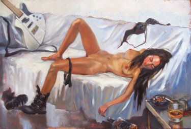 Картина под названием "After-party (Too Dr…" - Irina Sergeyeva, Подлинное произведение искусства, Масло Установлен на Деревя…