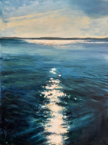 Malerei mit dem Titel "Distant shore" von Irina Sergeyeva, Original-Kunstwerk, Öl