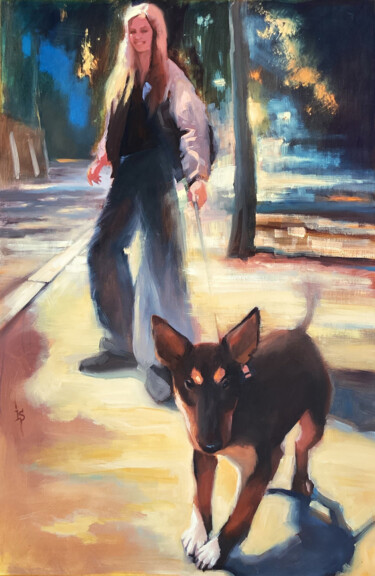 Painting titled "An Evening stroll" by Irina Sergeyeva, Original Artwork, Oil