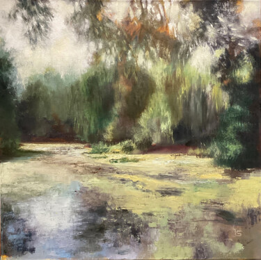 Malarstwo zatytułowany „The Old Pond” autorstwa Irina Sergeyeva, Oryginalna praca, Olej Zamontowany na Drewniana rama noszy