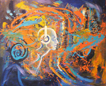 Картина под названием "AlienLoveSecrets" - Irina Sergeyeva, Подлинное произведение искусства, Акрил Установлен на Деревянная…