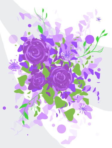 Grafika cyfrowa / sztuka generowana cyfrowo zatytułowany „Abstract flowers 002” autorstwa Irina Shilina Canvas, Oryginalna p…