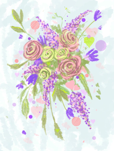 数字艺术 标题为“ABSTRACT FLOWERS 003” 由Irina Shilina Canvas, 原创艺术品, 数字油画