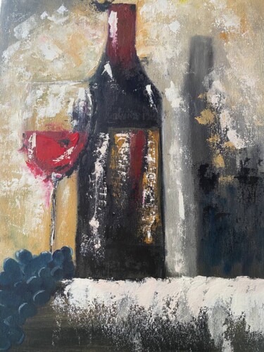 Картина под названием "Натюрморт Вино" - Irina Shitova, Подлинное произведение искусства, Масло