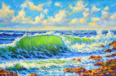 Malerei mit dem Titel "Sea regatta" von Irina Sidorovich, Original-Kunstwerk, Öl Auf Karton montiert