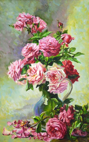 Pintura titulada "Букет роз" por Irina Sidorovich, Obra de arte original, Oleo Montado en Bastidor de camilla de madera