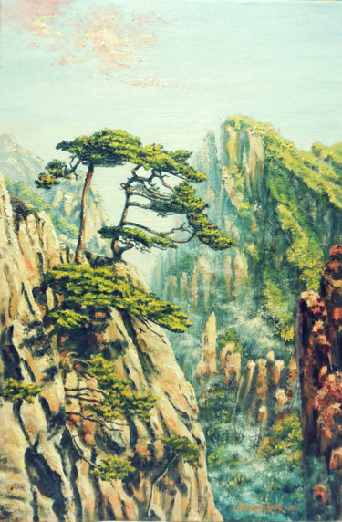 Painting titled "Avatar mountains. O…" by Irina Sumanenkova, Original Artwork, Oil Mounted on Wood Stretcher frame