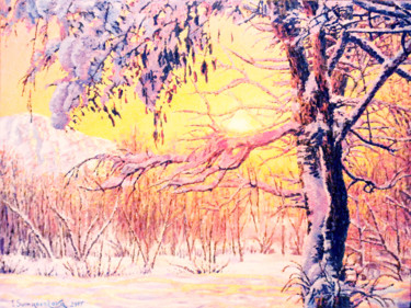 Schilderij getiteld "Winter magic. Origi…" door Irina Sumanenkova, Origineel Kunstwerk, Olie Gemonteerd op Frame voor houten…