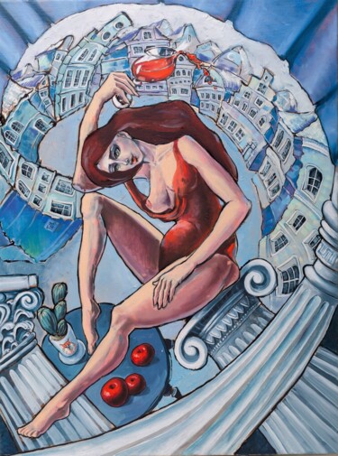 Malerei mit dem Titel "Ruby thoughts" von Irina Tatyanina, Original-Kunstwerk, Öl