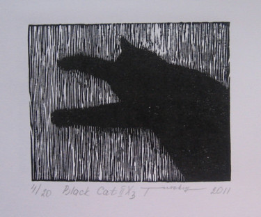 Картина под названием "Black cat II" - Irina Titovets, Подлинное произведение искусства
