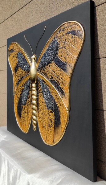 Painting titled "flight butterflies" by Irina Tkachenko (iraHAPPYart), Original Artwork, Acrylic Mounted on Wood Stretcher f…
