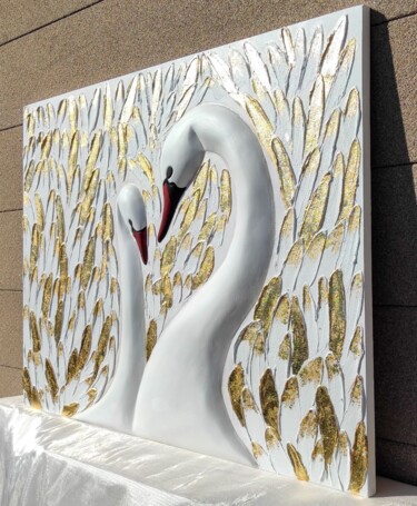 제목이 "Swans"인 미술작품 Irina Tkachenko (iraHAPPYart)로, 원작, 아크릴 나무 들것 프레임에 장착됨