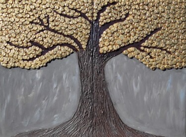 Pintura titulada "Money Tree" por Irina Tkachenko (iraHAPPYart), Obra de arte original, Acrílico Montado en Bastidor de cami…
