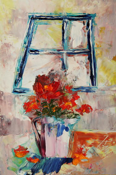 Картина под названием "Window" - Irina Tuzhilina, Подлинное произведение искусства, Масло