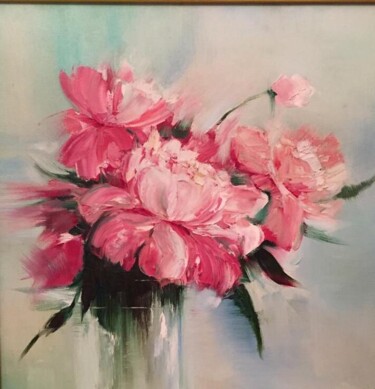 Картина под названием "Розовый пион" - Ирина Ускорева, Подлинное произведение искусства, Масло