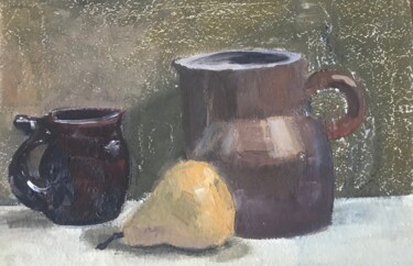 Painting titled "Деревенская утварь" by Irina Uskoreva, Original Artwork, Oil