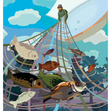 「рыбак」というタイトルのデジタルアーツ Ирина Ванинаによって, オリジナルのアートワーク, デジタル絵画