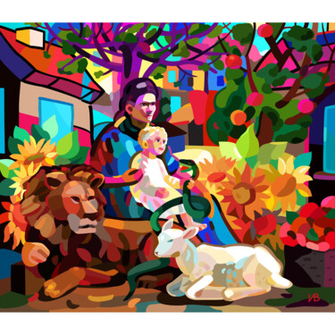 Digitale Kunst mit dem Titel "А lion and а lamb" von Irina Vanina, Original-Kunstwerk, 2D digitale Arbeit