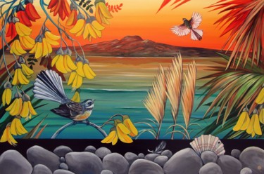 Painting titled "Rangitoto Island Vi…" by Irina Velman, Original Artwork, Acrylic