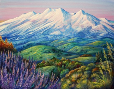 Painting titled "Mount Ruapehu" by Irina Velman, Original Artwork, Acrylic