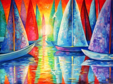 Painting titled "Sailing to the Sun" by Irina Velman, Original Artwork, Acrylic
