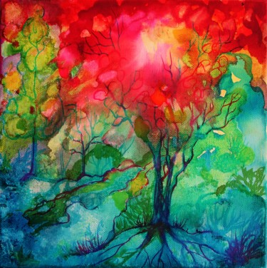 Картина под названием "Autumn Park" - Irina Velman, Подлинное произведение искусства, Чернила