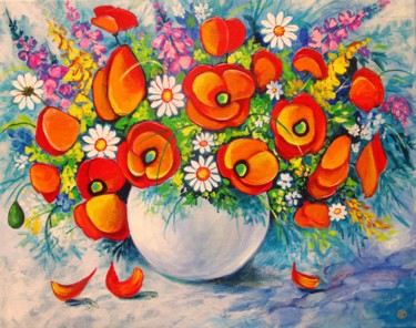 Painting titled "Wild Flowers" by Irina Velman, Original Artwork, Acrylic
