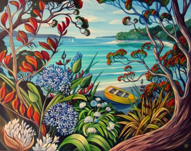 Peinture intitulée "Snells Beach" par Irina Velman, Œuvre d'art originale, Acrylique