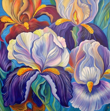 Painting titled "Irises" by Irina Velman, Original Artwork, Acrylic