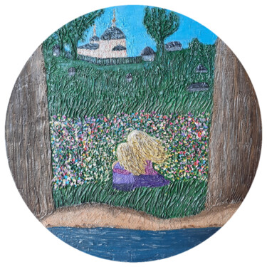 Pintura intitulada "Лето в деревне" por Irina Vishniakova, Obras de arte originais, Acrílico