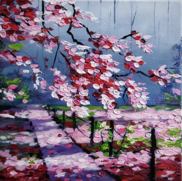 Peinture intitulée "Pink forest" par Irina Vishnevetskaia, Œuvre d'art originale, Acrylique Monté sur Châssis en bois