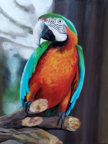 Peinture intitulée "Parrot" par Irina Vishnevetskaia, Œuvre d'art originale, Acrylique
