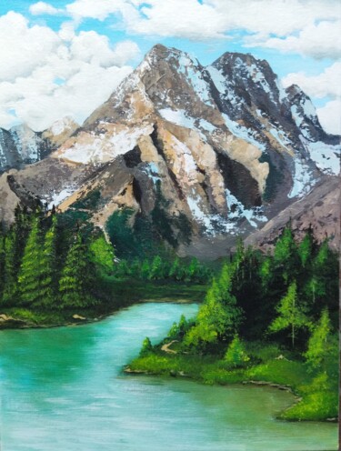 Pittura intitolato "Mountain landscape…" da Irina Vishnevetskaia, Opera d'arte originale, Acrilico