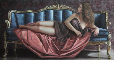 Painting titled "CHERCHEZ LA FEMME" by Irina Vladi, Original Artwork, Oil Mounted on Wood Stretcher frame
