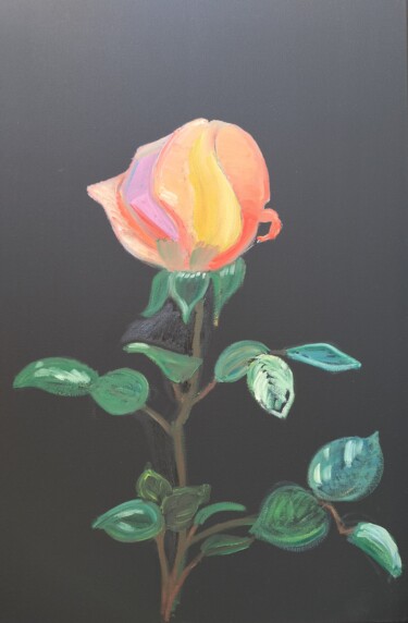 Картина под названием "Роза-королева сада" - Irina Voloshina, Подлинное произведение искусства, Масло Установлен на Деревянн…