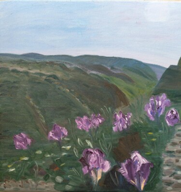 Pintura intitulada "Весна в горах" por Irina Voloshina, Obras de arte originais, Óleo Montado em Armação em madeira