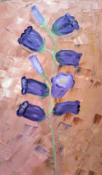 Картина под названием "Колокольчик садовый" - Irina Voloshina, Подлинное произведение искусства, Масло Установлен на Деревян…