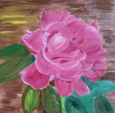 Painting titled "Rose" by Irina Voloshina, Original Artwork, Oil Mounted on Cardboard