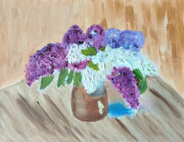 Картина под названием "Bouquet de lilas" - Irina Voloshina, Подлинное произведение искусства, Масло