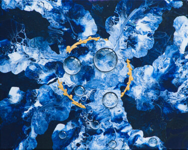 「потоки воды」というタイトルの絵画 Irina Vulpeによって, オリジナルのアートワーク, アクリル ウッドストレッチャーフレームにマウント