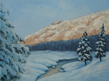 Картина под названием "Зима в горах" - Irina Zakharova, Подлинное произведение искусства, Масло