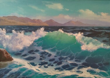 「Морская волна」というタイトルの絵画 Irina Zakharovaによって, オリジナルのアートワーク, オイル ウッドストレッチャーフレームにマウント