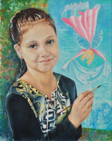 Картина под названием ""Little Artist AGNI…" - Irina Zarubina, Подлинное произведение искусства, Масло Установлен на картон