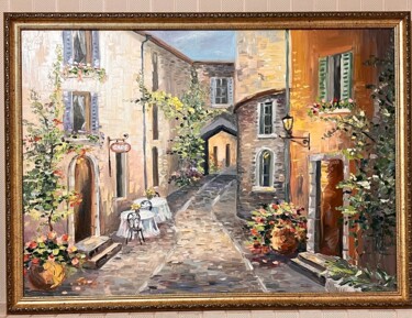 Картина под названием "Итальянский дворик" - Ирина Зеленина, Подлинное произведение искусства, Масло