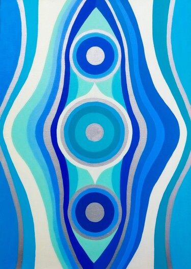 Painting titled "H2O" by Irina Zh, Original Artwork, Oil Mounted on Wood Stretcher frame