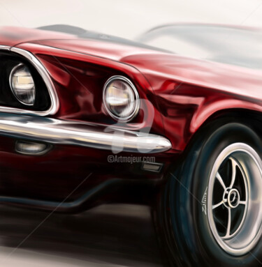 Digital Arts titled "Mustang" by Irina Ziborova, Original Artwork, Digital Painting